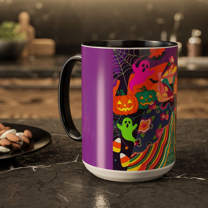 🌈👻 The Rainbow Ghost Masquerade Colorful Mug – Colorful Halloween Charm