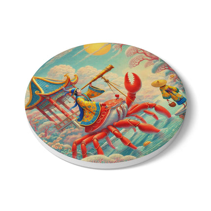The Celestial Crab Navigator Ceramic Coaster