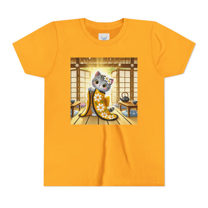 Playful Kitten in the Tea Room Youth Short Sleeve Tee