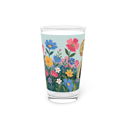 🌸🎀 The Grand Floral Promenade Pint Glass – Art Deco Fashion Fantasy