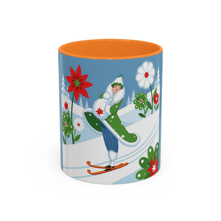 🎿❄️ The Winter Garden Skier Colorful Mug – Whimsical Holiday Fantasy