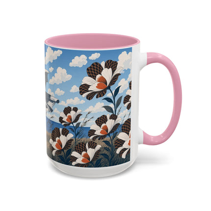🌊🌼 The Windswept Seaside Promenade Colorful Mug – Art Deco Coastal Elegance