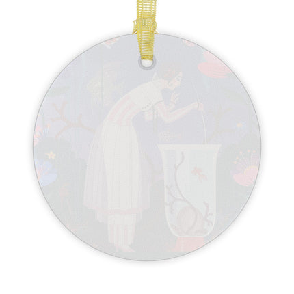 🐠🌸 The Lady Of The Enchanted Aquarium Glass Ornament – Art Deco Aquatic Elegance