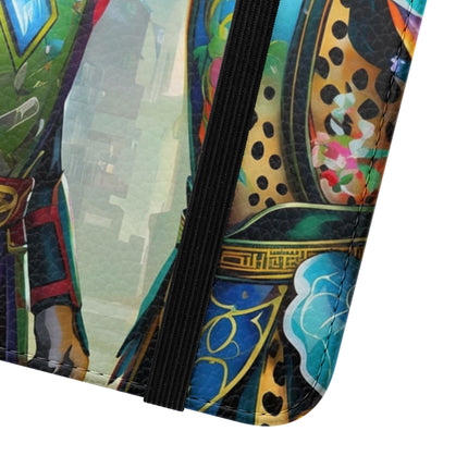 🐆🦜 Cybernetic Duets Flip Case – Neon Elegance & Digital Harmony