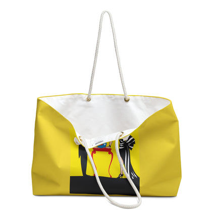 A Moment of Elegance: A Passionate Embrace Amidst Golden Splendor Weekender Bag