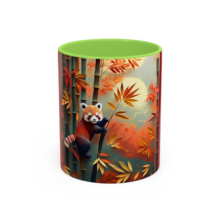 Red Panda at an Autumn Bamboo Grove Colorful Mugs (11oz, 15oz)