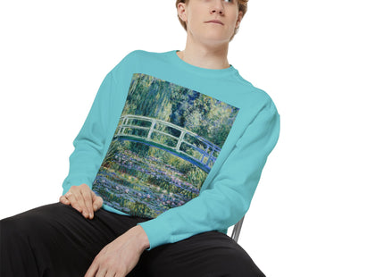 Water Lilies and Japanese Bridge by Claude Monet Unisex Garment-Dyed Sweatshirt