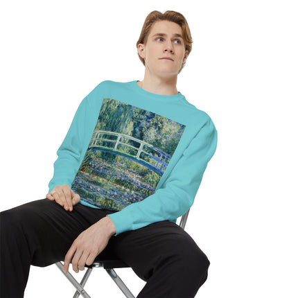 Water Lilies and Japanese Bridge by Claude Monet Unisex Garment-Dyed Sweatshirt
