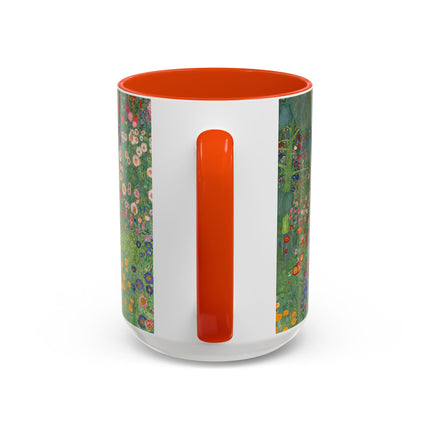 Farm Garden with Sunflowers by Gustav Klimt Colorful Mugs (11oz, 15oz)