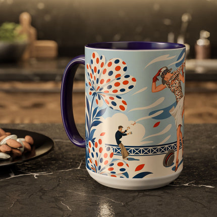 🌼🧡 The Polka Dot Wind Dancer Colorful Mug – Art Deco Fashion Whimsy