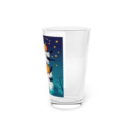 🐈‍⬛🎃 The Flying Black Cats Of Halloween Glass, 16oz – Whimsical Storybook Charm