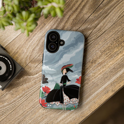 🌧️🌺 The Stormy Flower Walk Phone Case – Art Deco Floral Fashion