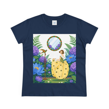 🦜🪷 The Parrot Garden Reflection Cotton Tee – Art Deco Fashion Whimsy