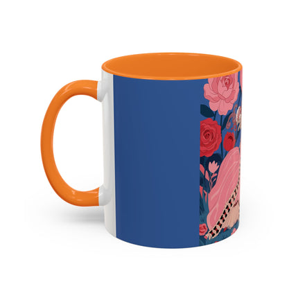 The Lady And The Scarlet Macaw Colorful Mugs – Art Deco Floral Elegance