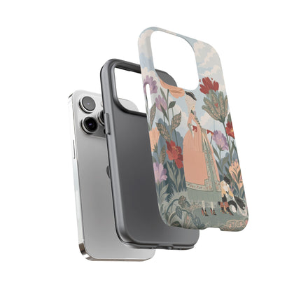 🌹🐈 The Lady And Puss In Boots Phone Case – Art Deco Floral Whimsy