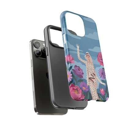 🌺👒 The Grand Flower Promenade Phone Case – Art Deco Fashion Illustration