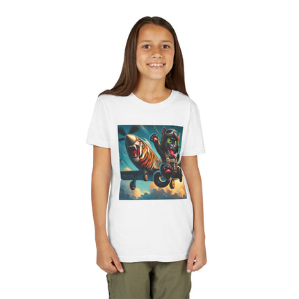 Parachuting Cat Commando Youth Short Sleeve Tee