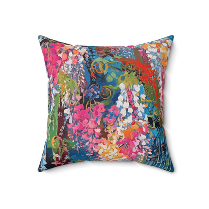 Golden Wisteria Elegance Spun Polyester Square Pillow