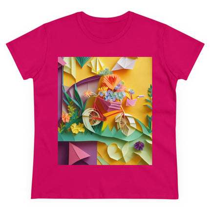 Origami Bicycle Women's Midweight Cotton Tee