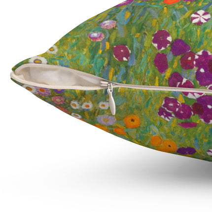 Cottage Garden by Gustav Klimt Spun Polyester Square Pillow