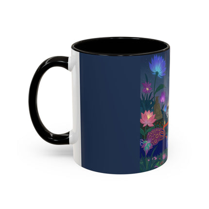 Moonlit Incense Ceremony Colorful Mugs – Art Deco Meditation Garden