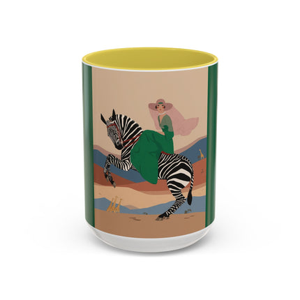 Zebra Rider Colorful Mugs – Safari Chic & Art Deco Adventure