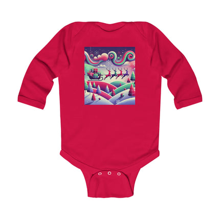 Festive Reindeer Flight Infant Long Sleeve Bodysuit