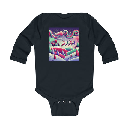Festive Reindeer Flight Infant Long Sleeve Bodysuit