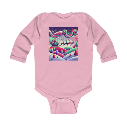Festive Reindeer Flight Infant Long Sleeve Bodysuit