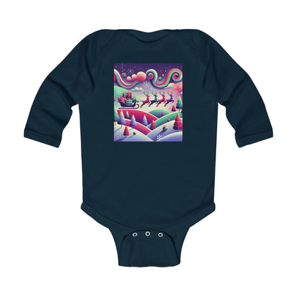 Festive Reindeer Flight Infant Long Sleeve Bodysuit