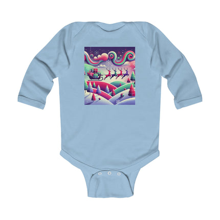 Festive Reindeer Flight Infant Long Sleeve Bodysuit