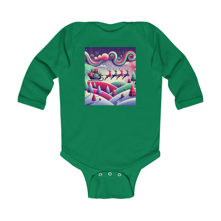 Festive Reindeer Flight Infant Long Sleeve Bodysuit