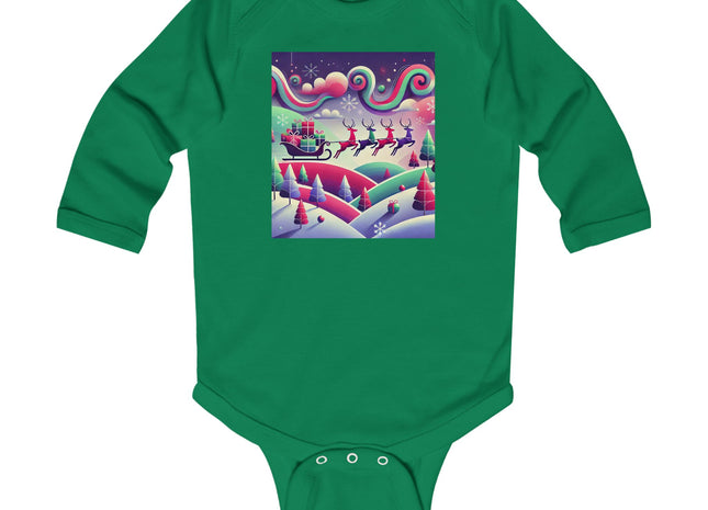 Festive Reindeer Flight Infant Long Sleeve Bodysuit