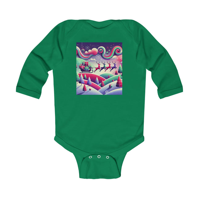Festive Reindeer Flight Infant Long Sleeve Bodysuit