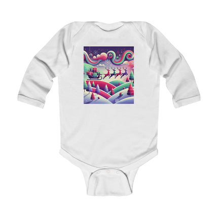 Festive Reindeer Flight Infant Long Sleeve Bodysuit