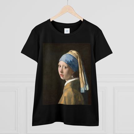 Girl with a Pearl Earring by Johannes Vermeer Women's Midweight Cotton Tee