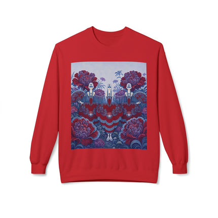 🎭🌺 The Enchanted Garden Masquerade Trio Midweight Crewneck Sweatshirt – Art Deco Floral Elegance