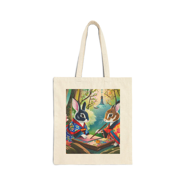 Fairy Animals Writing Wishes Cotton Canvas Tote Bag
