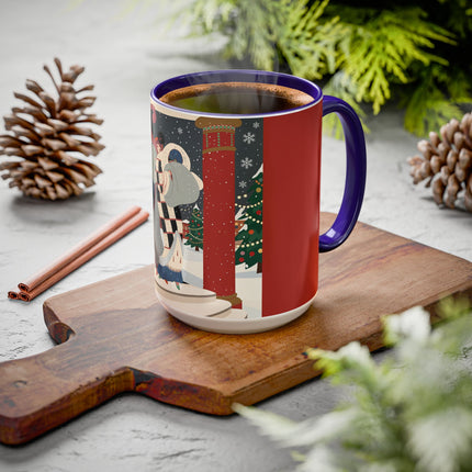 ❄️✨ The Winter Couture Promenade Colorful Mug – Art Deco Holiday Elegance