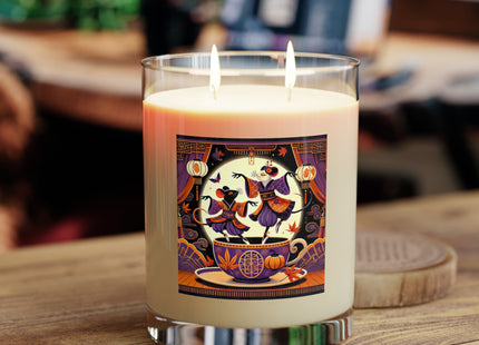 Theatrical Halloween Kabuki Mice on Teacup Scented Candle - Full Glass, 11oz