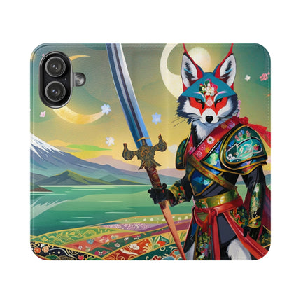 🐕⚔️ Cyberpunk Samurai Dog Flip Case – Futuristic Honor & Kitsune Spirit