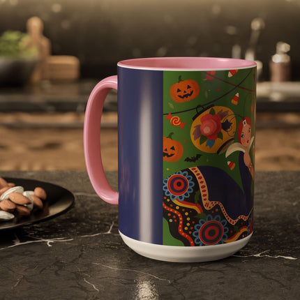 🏮🎃 The Lady Of Halloween Lanterns Colorful Mug – Colorful Art Deco Halloween Charm