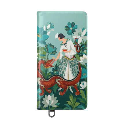 🐉🌿 The Dragon Keeper Flip Case – Art Deco Floral Fantasy