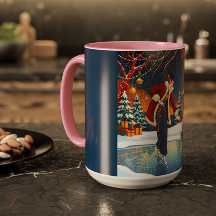 ⛸️🎄 The Christmas Skating Pavilion Colorful Mug – Art Deco Holiday Fantasy