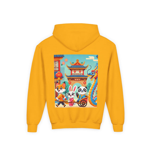 Lantern Street Dragon Parade Youth Hooded Sweatshirt – Festive Lights & Storybook Magic