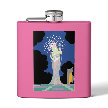 Butterfly Enchantress Stainless Steel Flask – Ethereal Art Deco Magic & Transformation