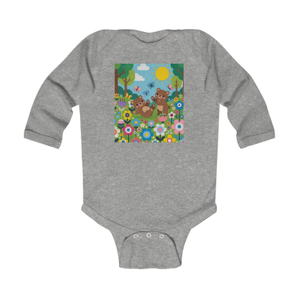 Woodland Bear Cubs at Play Baby Long Sleeve Bodysuit – Cozy Forest Adventure Design