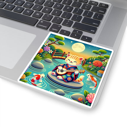 Melodic Kitten by the Koi Pond Kiss-Cut Stickers (4 Sizes)