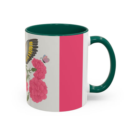 Goldfinch & Pink Flowers Colorful Mugs – Vibrant Spring & Bold Beauty