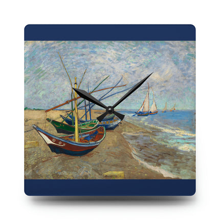 Fishing Boats by Vincent Van Gogh Acrylic Wall Clock, Round & Square